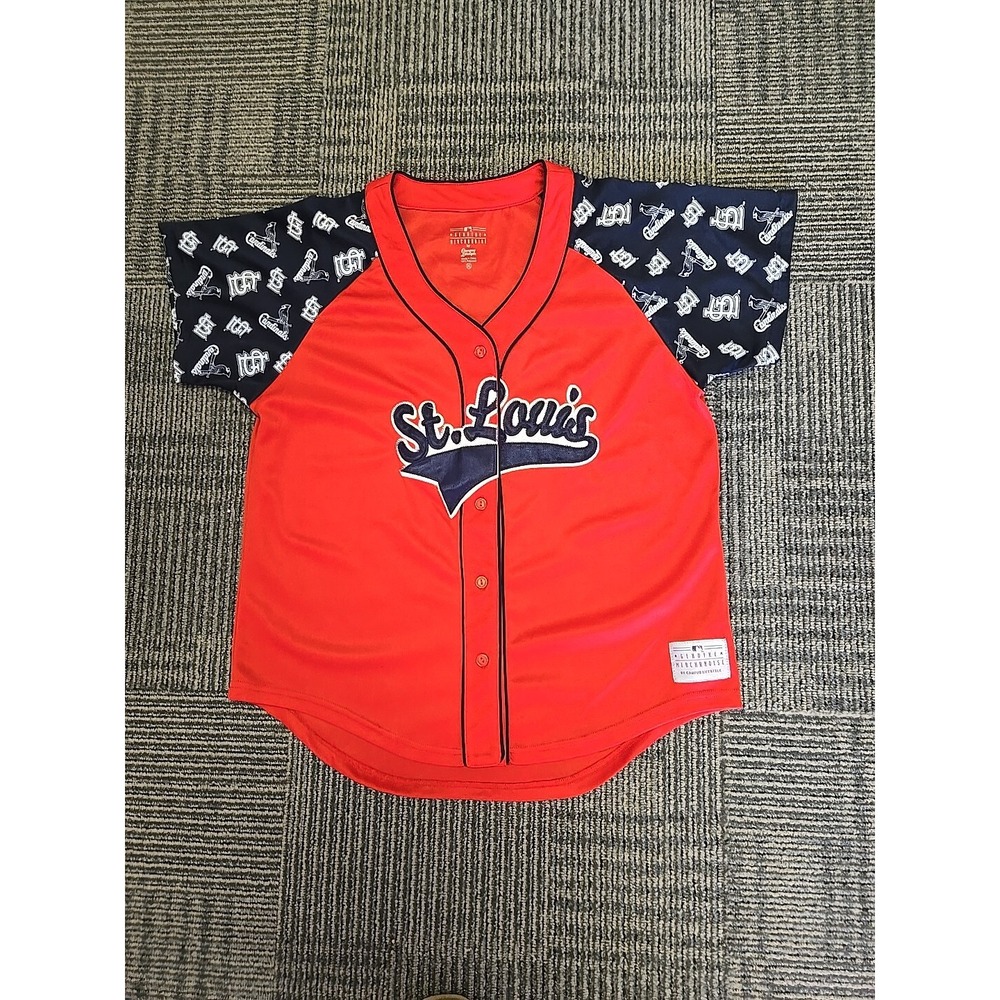 St. Louis Cardinals MLB Baseball Jersey Red Navy Graphic Sleeves XL Shirt‎